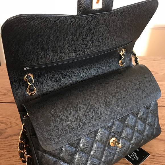 SOLD Chanel classic double flap jumbo CF caviar - Picture 6 of 8